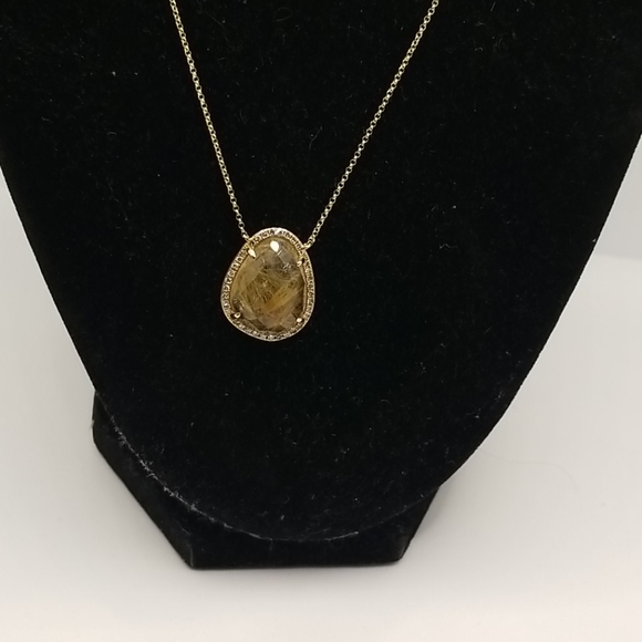 14 Kt Gold Quartz Necklace - Picture 1 of 3